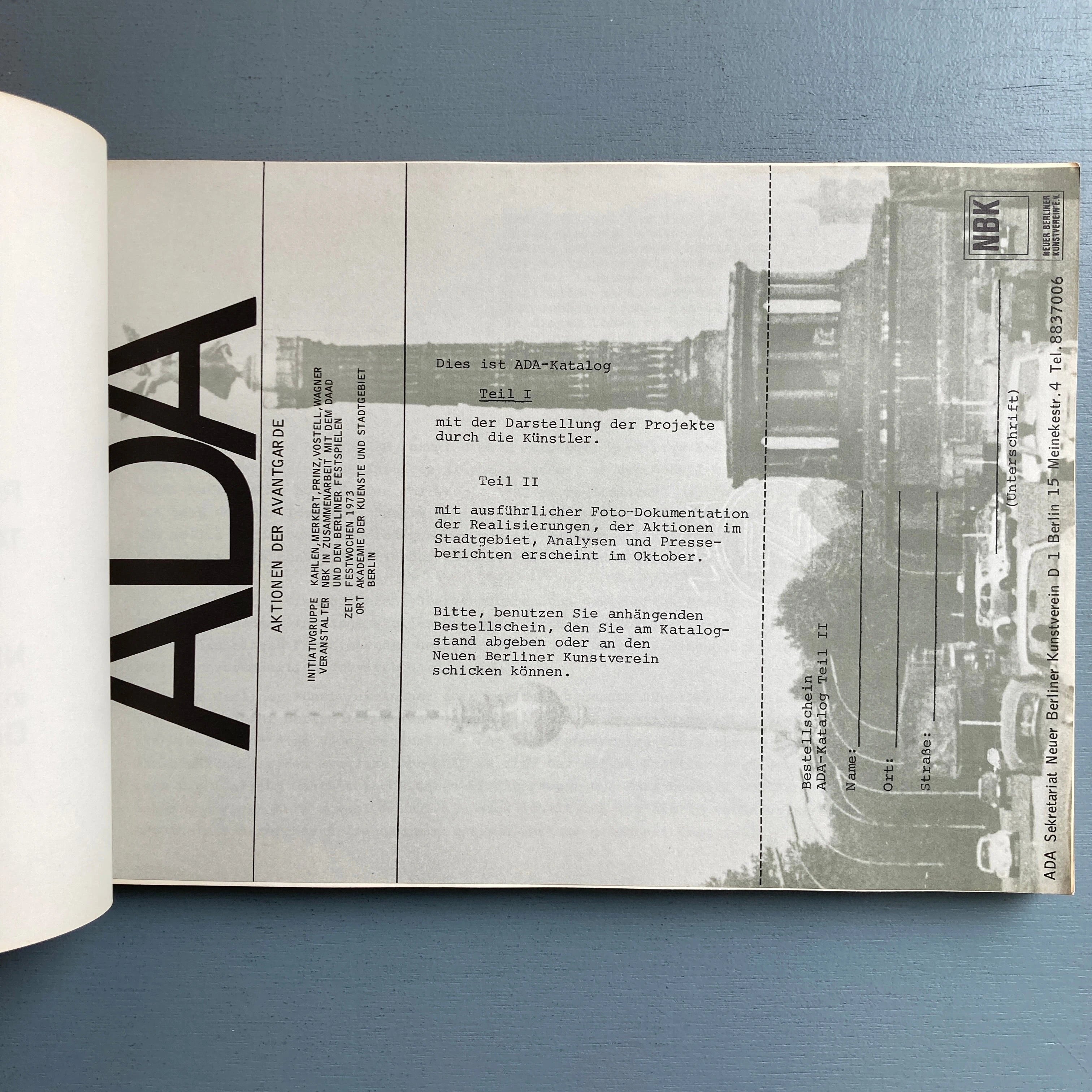 ADAKatalog Aktionen Der Avantgarde Berlin 1973 NBK 1973 Saint