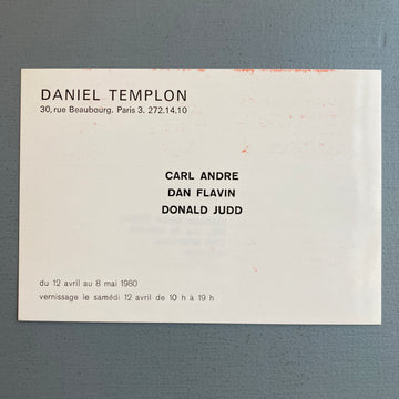 Carl Andre, Dan Flavin, Donald Judd... ephemera's - Mamco 1995 & Templon 1980 - Saint-Martin Bookshop