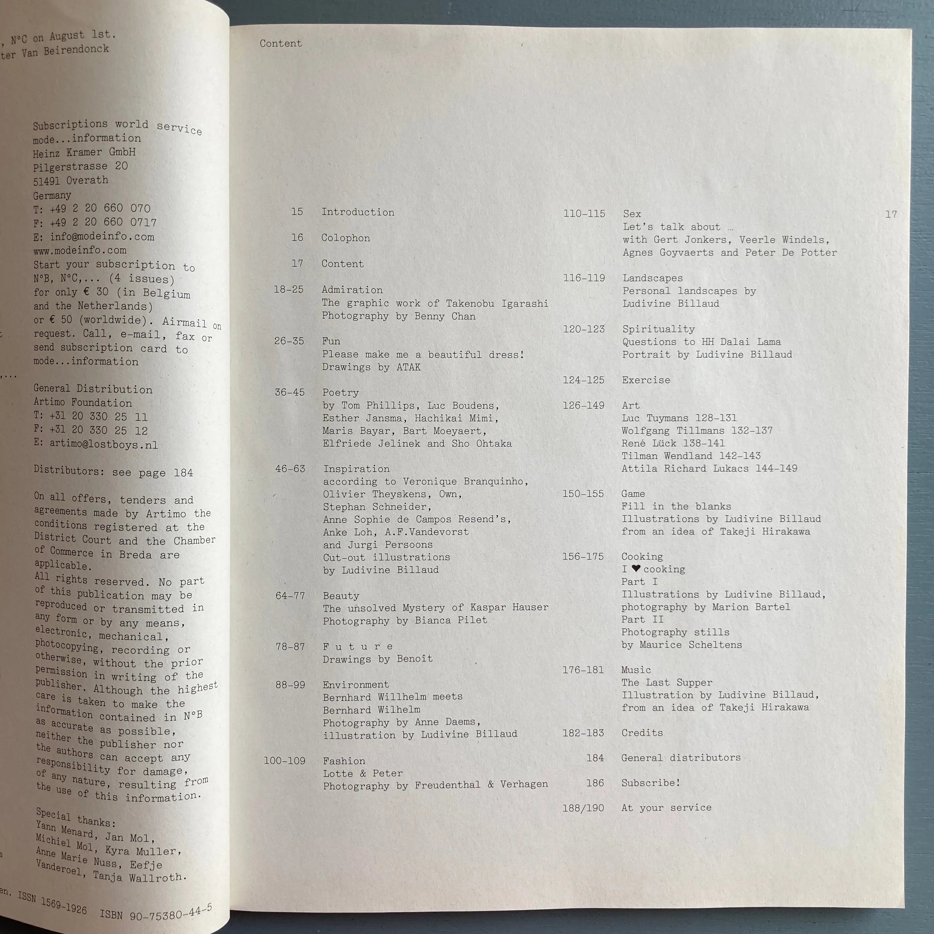 A Magazine curated by N°B featuring Bernhard Willhelm - 2002
