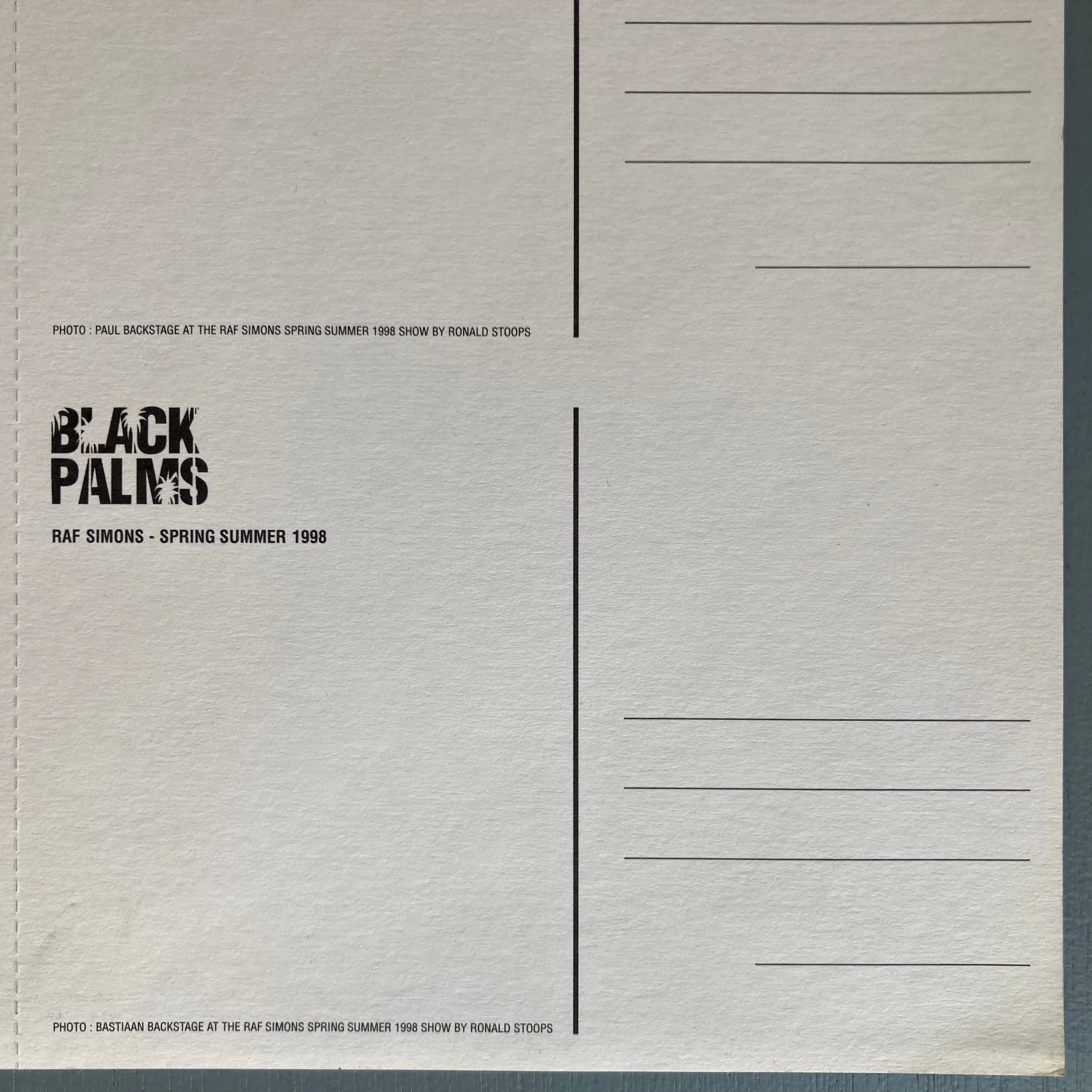 Raf Simons - Black Palms postcards - spring/summer 1998 – Saint