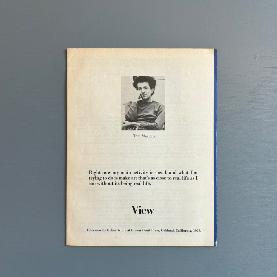 Tom Marioni - View Vol. I No. 5 October 1978 - Saint-Martin Bookshop