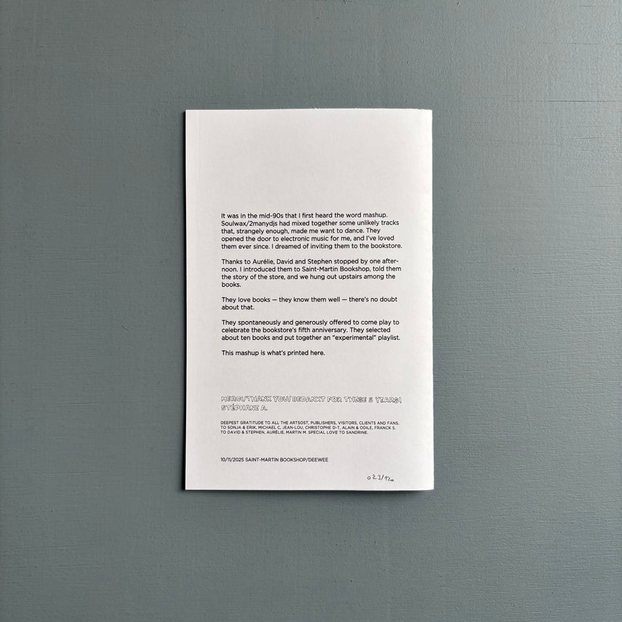 5 Years, 2manydjs play music not to dance to - Saint-Martin Bookshop/Deewee 2025