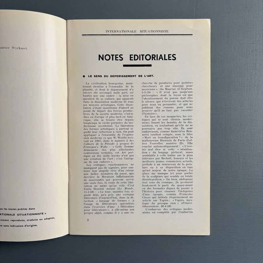 Guy Debord - Internationale situationniste 3 - InSi 1959 - Saint-Martin Bookshop