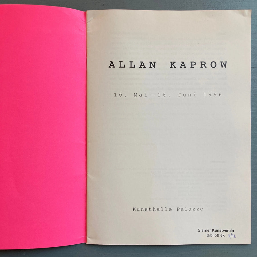 Allan Kaprow - Kunsthalle Palazzo 1996