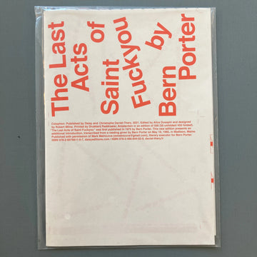 Bern Porter - The Last Acts of Saint Fuckyou - Daisy editions 2021 Saint-Martin Bookshop