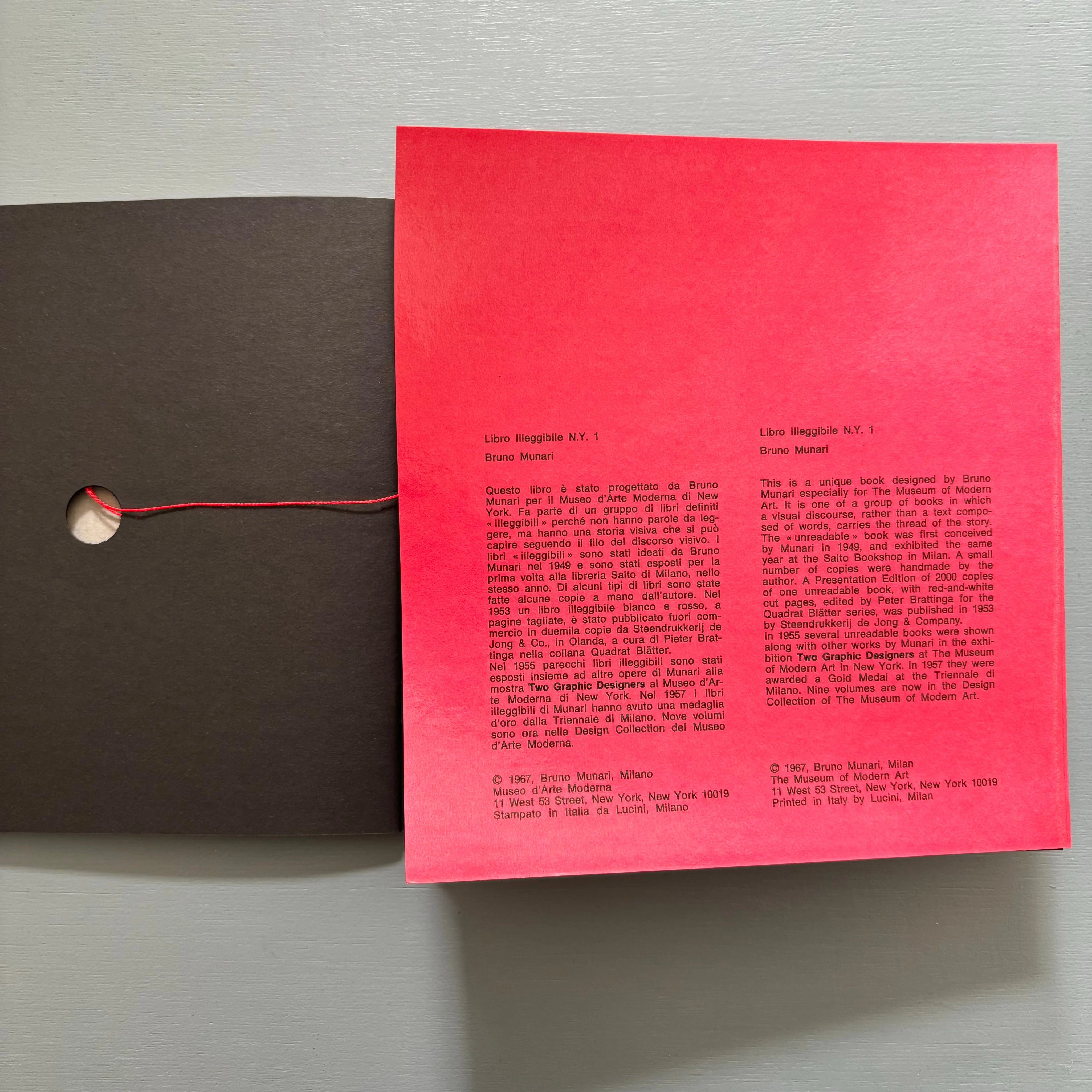 Bruno Munari - Libro Illegible N.Y.1 - Moma 1967 - Saint-Martin Bookshop