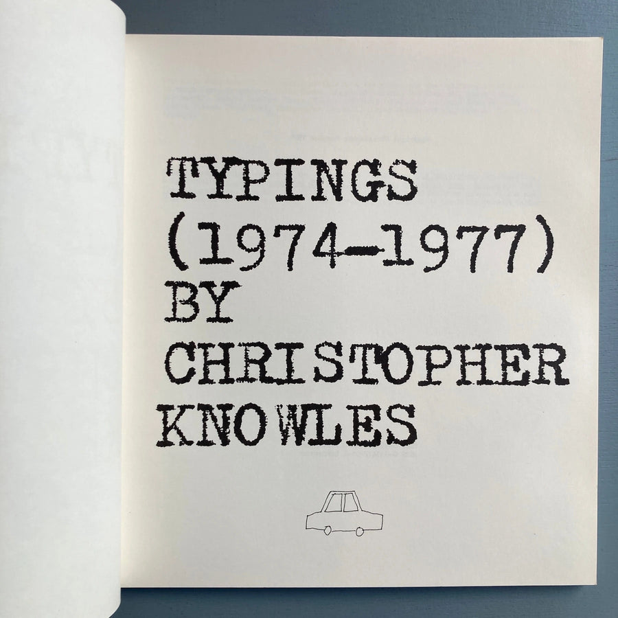 Christopher Knowles - Typings (1974-1977) softcover - Vehicle Editions 1979 - Saint-Martin Bookshop