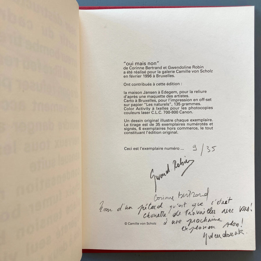 Corinne Bertrand & Gwendoline Robin - Oui mais non (signed) - Camille von Scholz 1996 Saint-Martin Bookshop