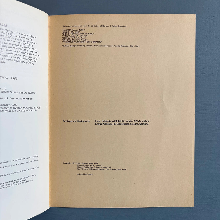 Dan Graham - aka 1966 Schema (March 1966) - Dan Graham/Lisson/Koenig 1972 - Saint-Martin Bookshop