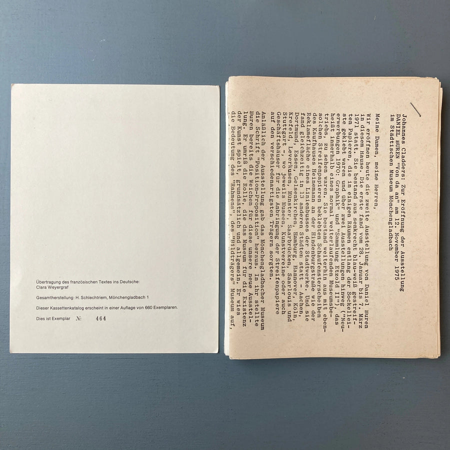 Daniel Buren - Von Da An / A partir de là (#464/660) - Städtisches Museum Mönchengladbach 1975 Saint-Martin Bookshop