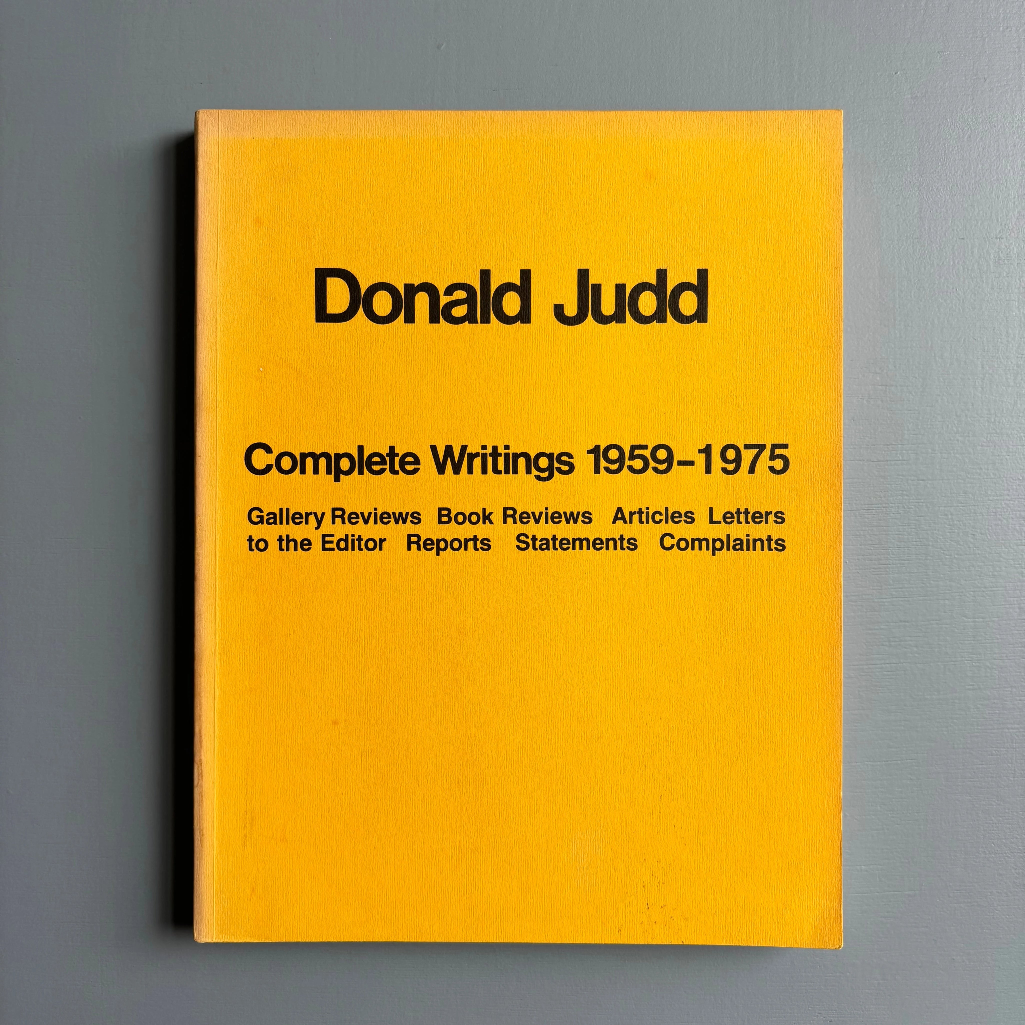 アート・デザイン・音楽 Donald Judd Complete Writings 1959-1975 Donald-Judd-Complete-Writings-