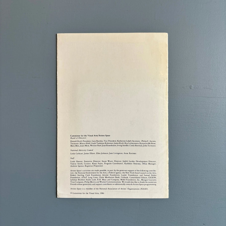 Doriana Chiarini - International Projects Italy - Artists Space 1984 - Saint-Martin Bookshop