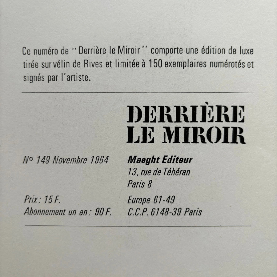 Ellsworth Kelly - Derrière le miroir N°149 - Maeght Editeur 1964 - Saint-Martin Bookshop