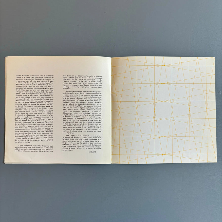 François Morellet (signed) - A la recherche d'une base. Peintures de Morellet  - Molnar 1958 - Saint-Martin Bookshop