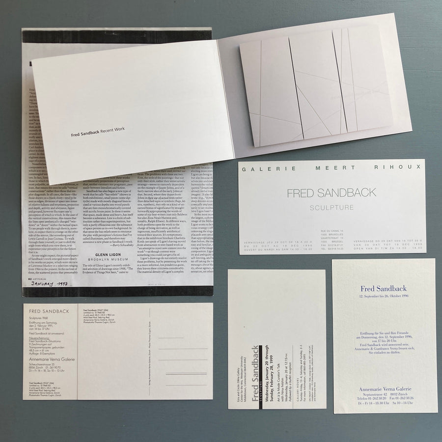 Fred Sandback - Ephemera, postcard and article - 1990's - Saint-Martin Bookshop