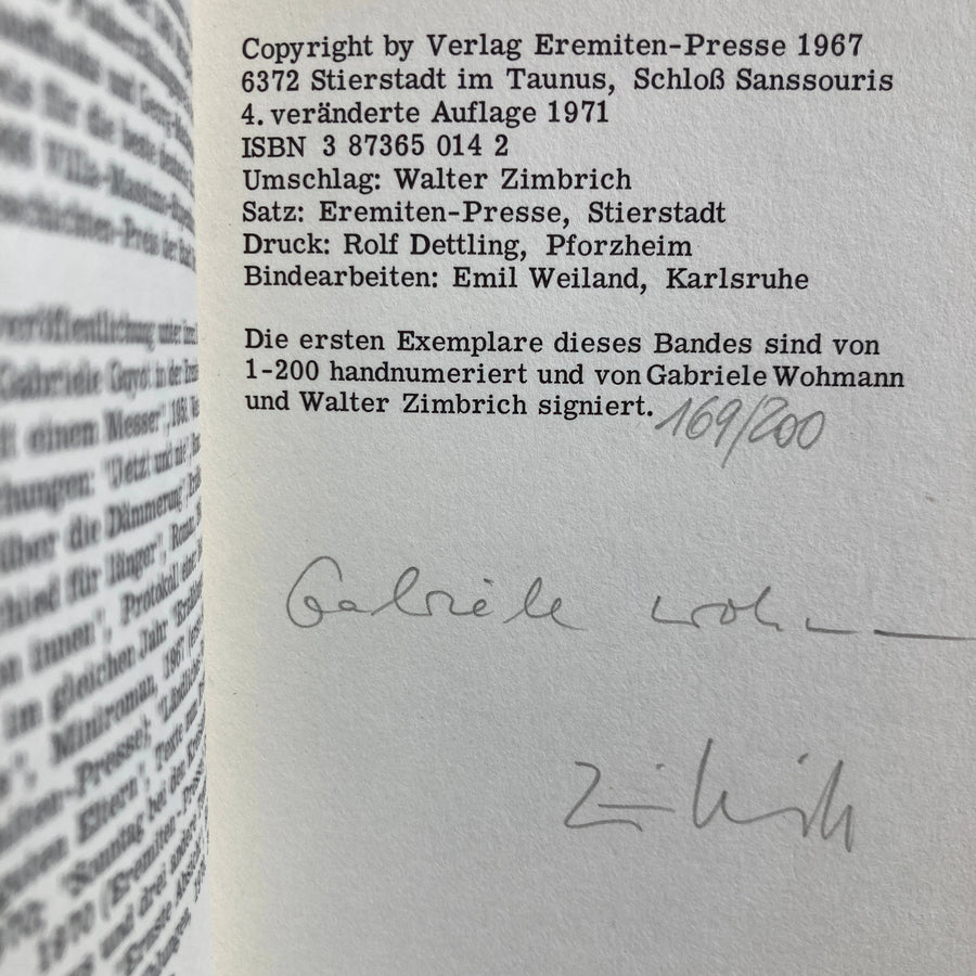 Gabriele Wohmann - Die Bütows (signed) - Eremiten-Presse 1967
