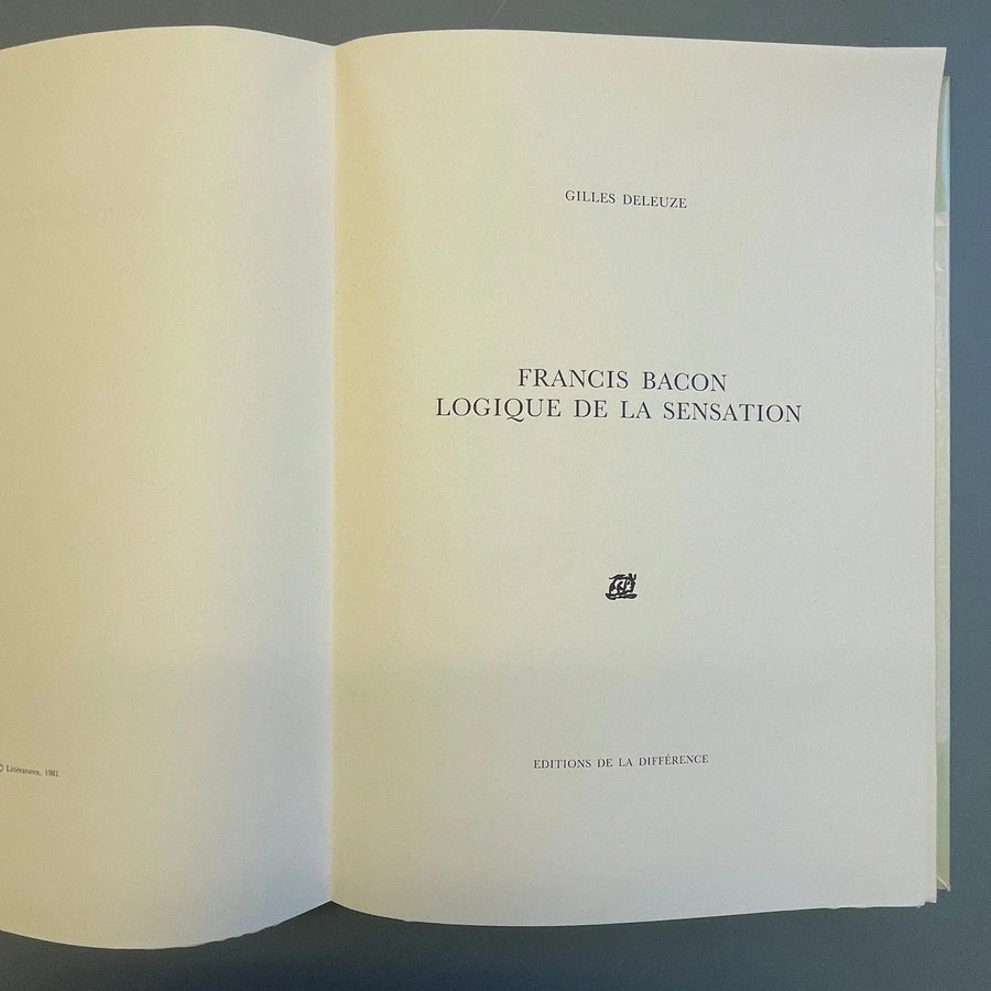 Gilles Deleuze - Francis Bacon: Logique de la sensation - Editions de la Différence 1981 - Saint-Martin Bookshop