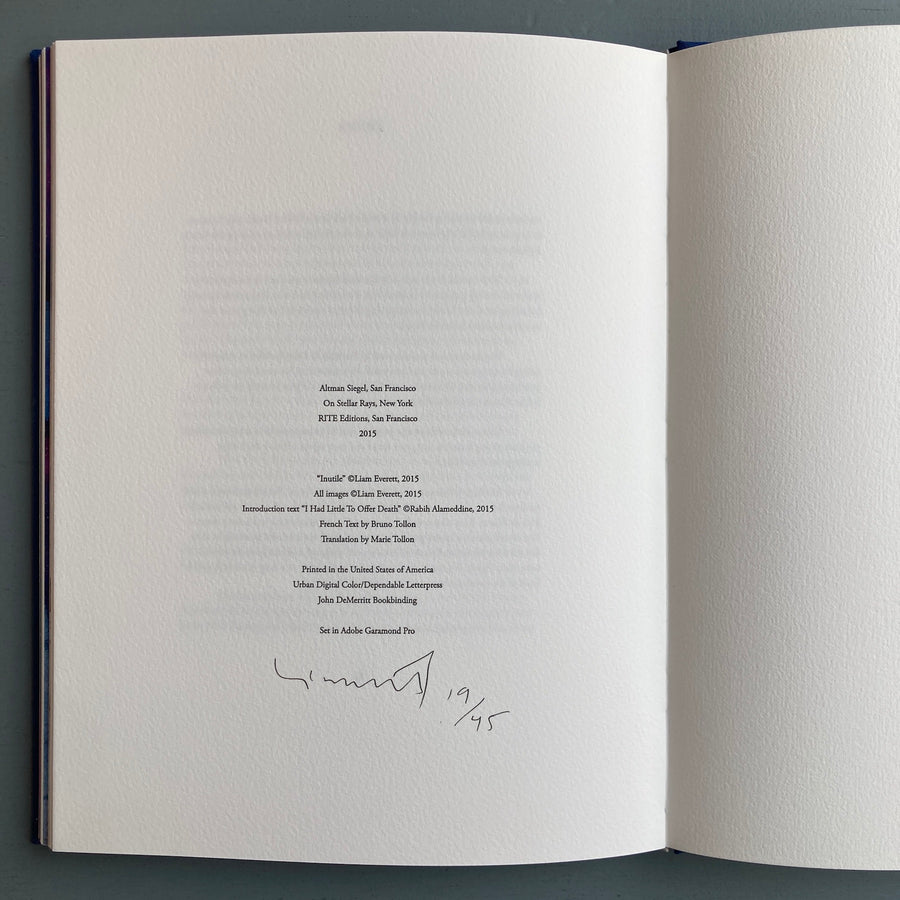Liam Everett (signed) - Inutile - Altman Siegel 2015 - Saint-Martin Bookshop