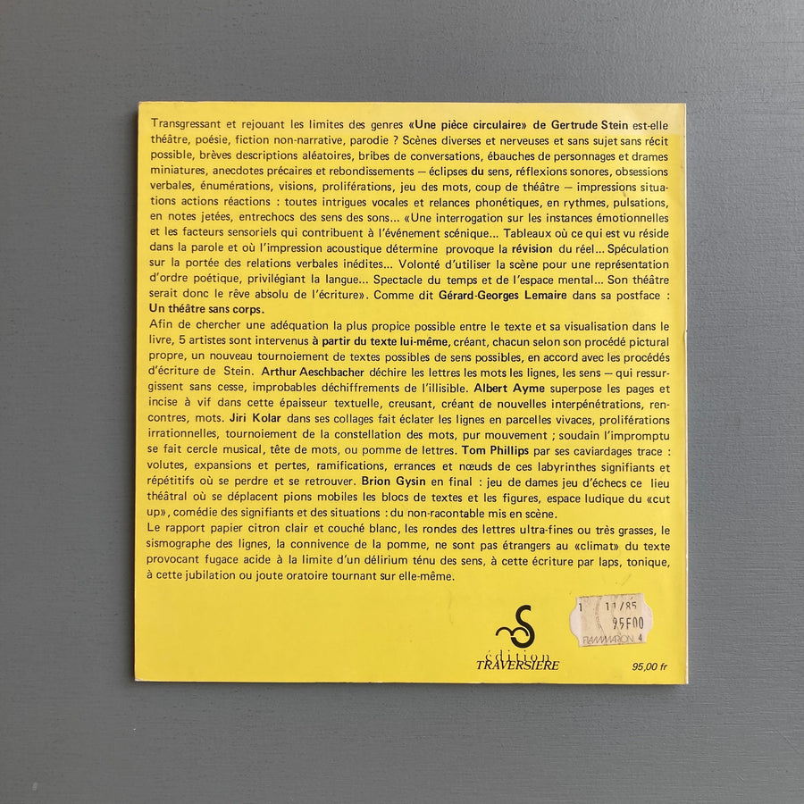 Gertrude Stein - Une pièce circulaire - Traversière 1985 - Saint-Martin Bookshop