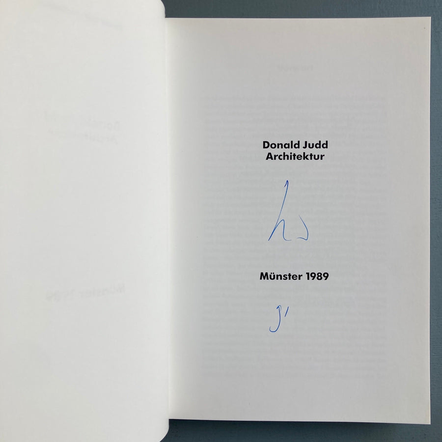 Donald Judd (signed) - Architektur - Münster 1990 - Saint-Martin Bookshop
