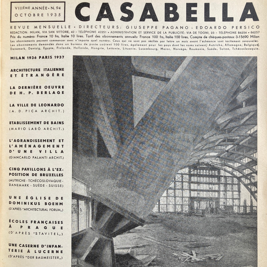 Casabella N.94 - VIIIéme année - Octobre 1935 - Saint-Martin Bookshop