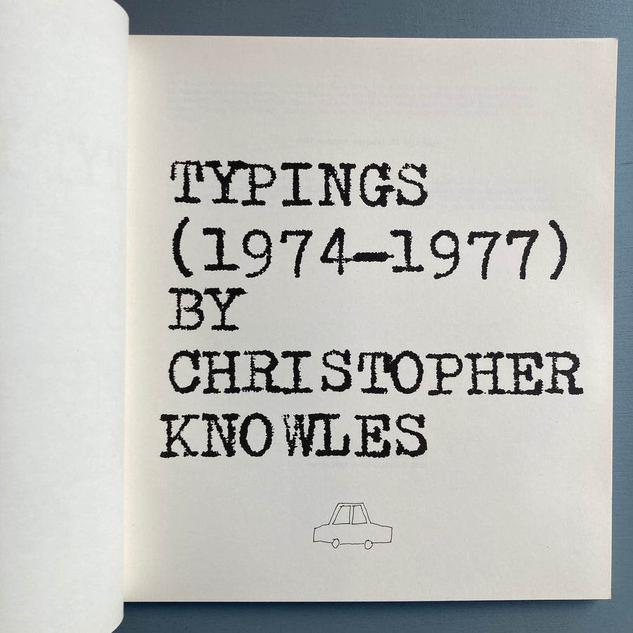 Christopher Knowles - Typings (1974-1977) softcover - Vehicle Editions 1979 - Saint-Martin Bookshop