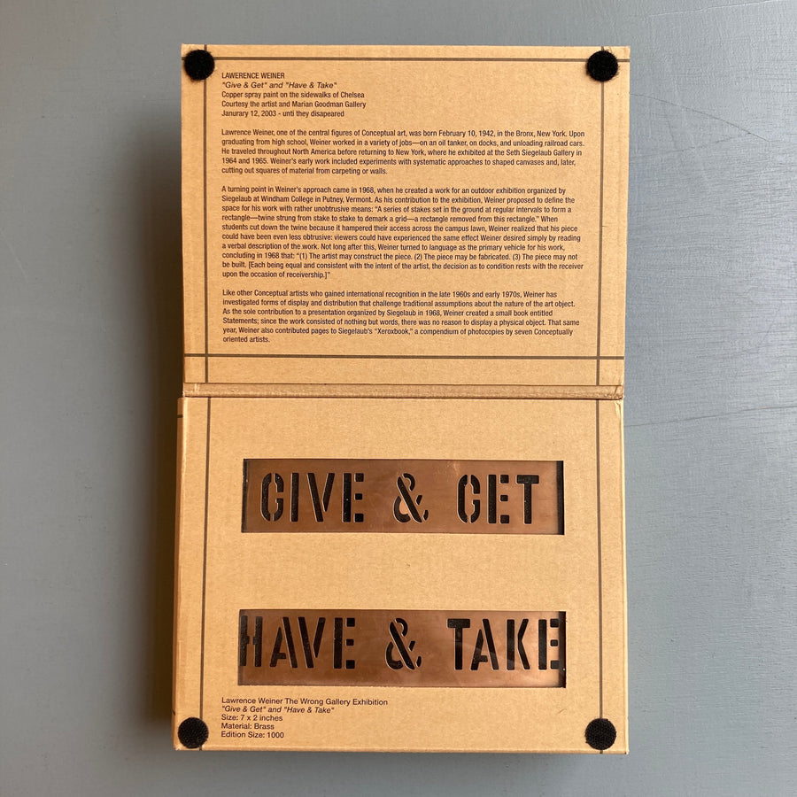 Lawrence Weiner - Give & Get and Have & Take - Cerealart 2003 - Saint-Martin Bookshop