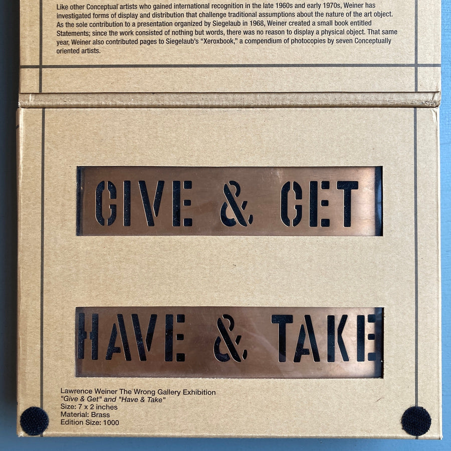 Lawrence Weiner - Give & Get and Have & Take - Cerealart 2003 - Saint-Martin Bookshop