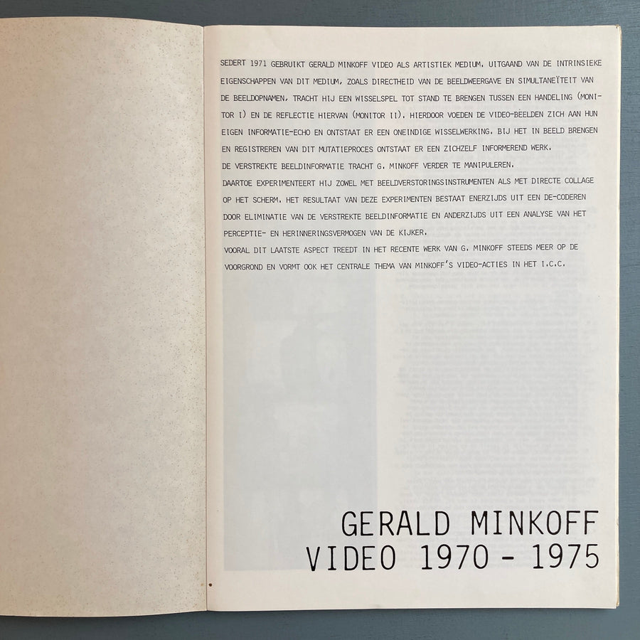 Gerald Minkoff - Video 1970-1975 - ICC Antwerpen 1975 - Saint-Martin Bookshop