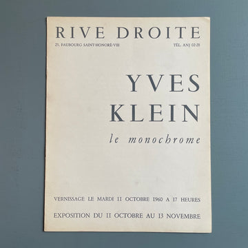 Yves Klein - Le Monochrome - Rive Droite 1960 - Saint-Martin Bookshop