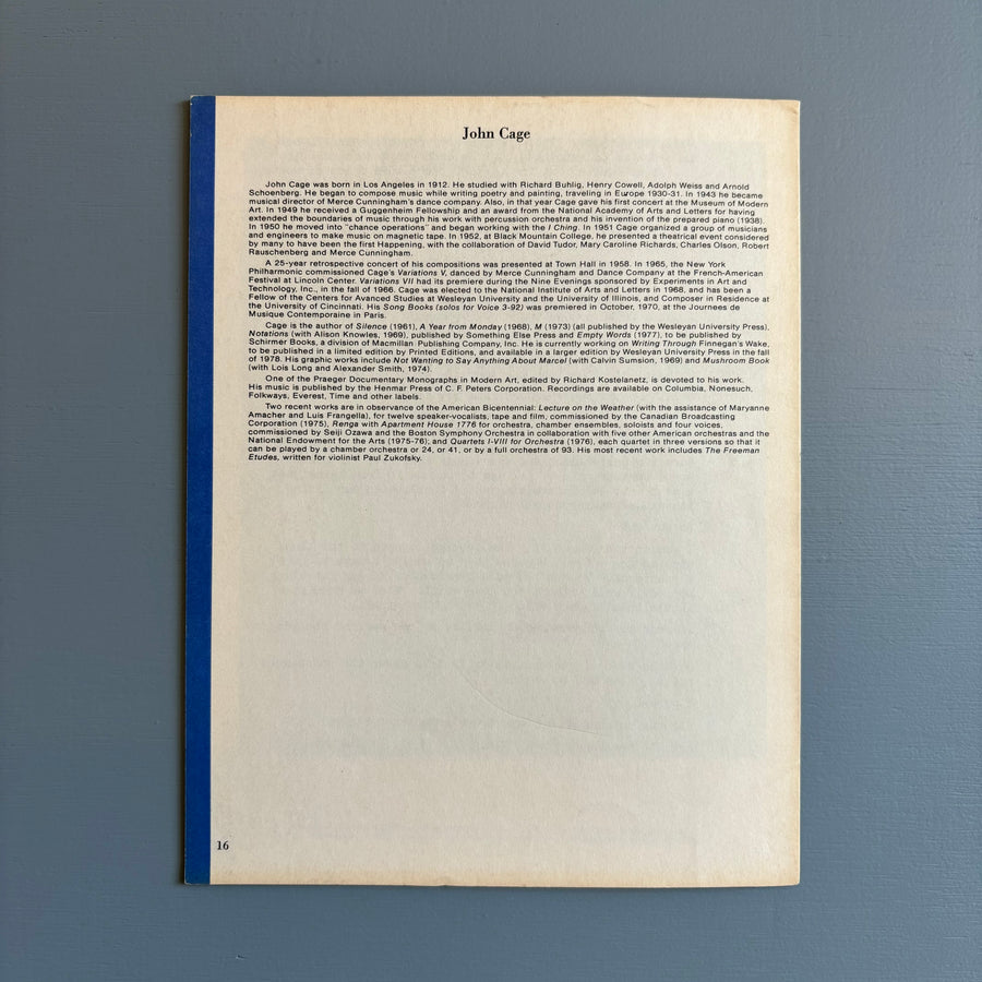 John Cage - View Vol. I No. 1 April, 1978 - Saint-Martin Bookshop