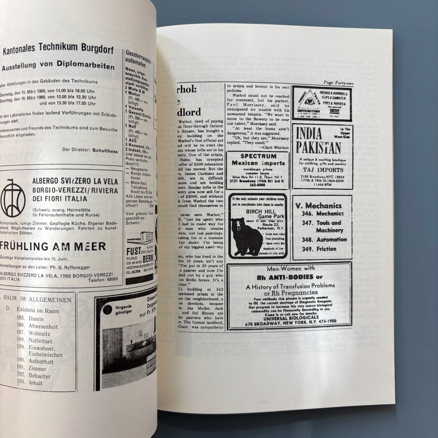 Jospeh Kosuth - Investigationen über Kunst & Problemkreise Seit 1965 - Kunstmuseum Luzern 1973 - Saint-Martin Bookshop