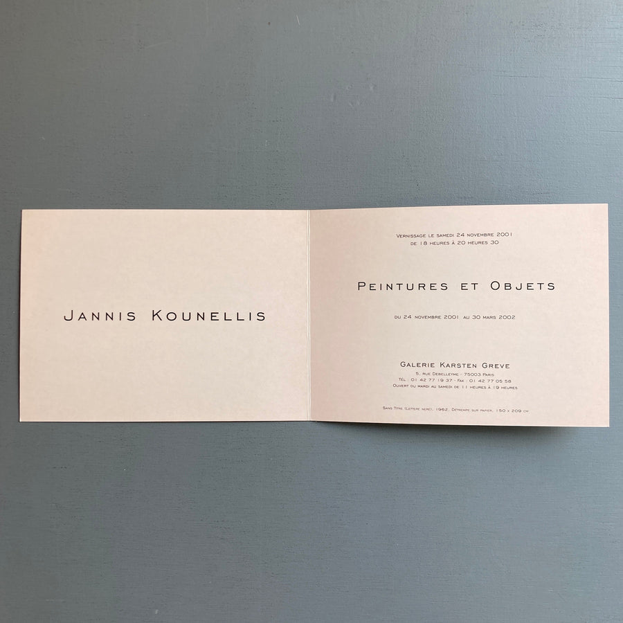 Jannis Kounellis - Ephemera - Galerie Karsten Greve 2001 - Saint-Martin Bookshop