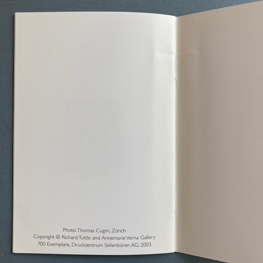 Richard Tuttle - Two booklets - Galleria Marilena Bonomo 1985 & Annemarie Verna Gallery 2003 - Saint-Martin Bookshop