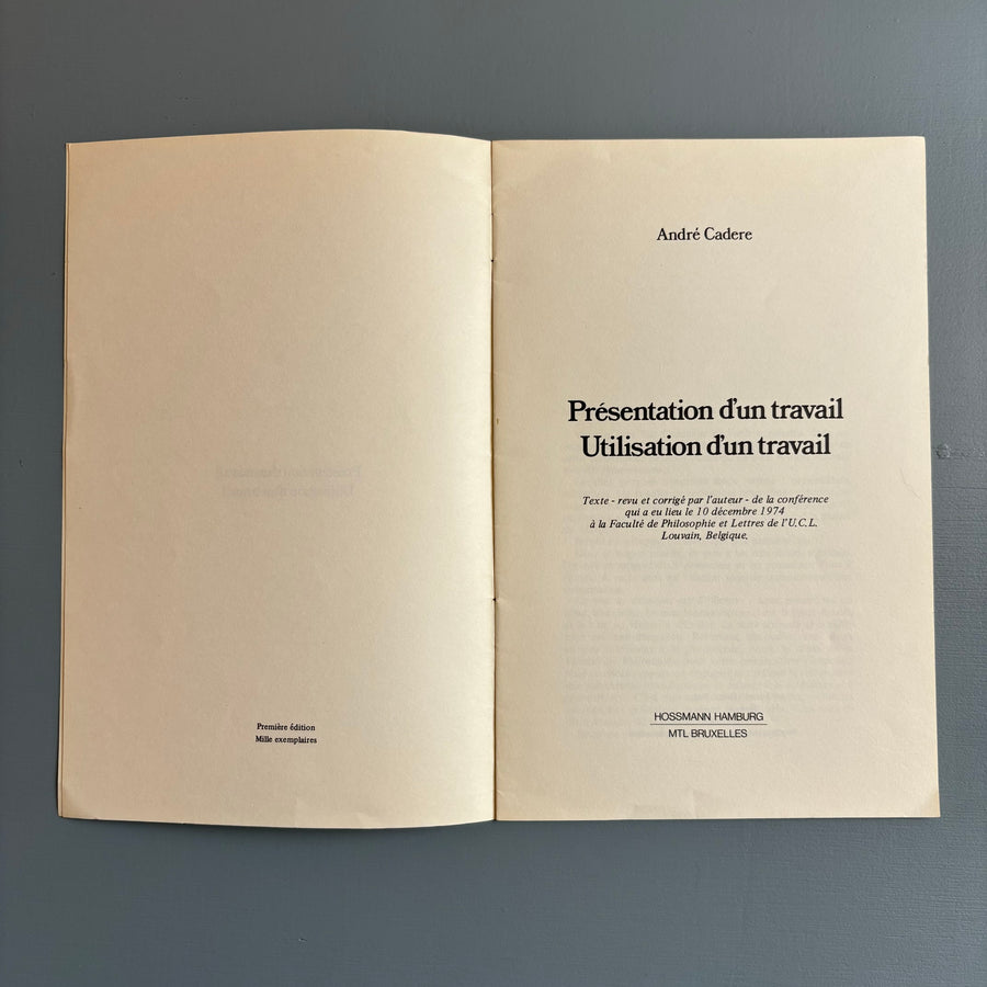 André Cadere - Présentation d'un travail. Utilisation d'un travail - MTL Bruxelles 1974 - Saint-Martin Bookshop