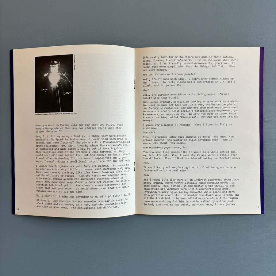 Chris Burden - View Vol. I No. 8 January 1978 - Saint-Martin Bookshop