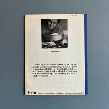 Robert Barry - View Vol. I No. 2 May 1978 - Saint-Martin Bookshop