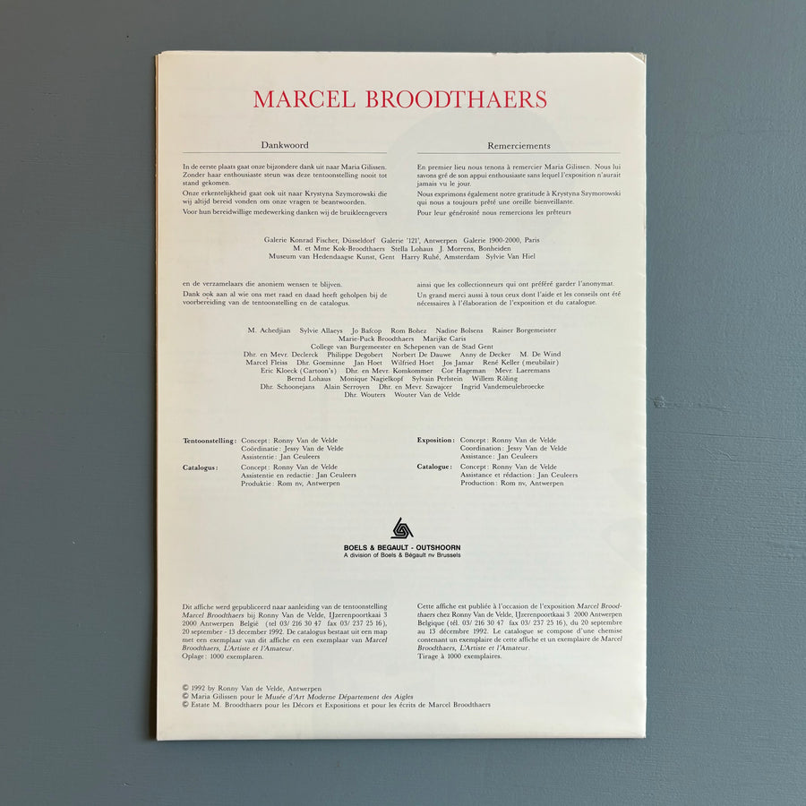 Marcel Broodthaers/James Ensor - L'Artiste et L'Amateur/Catalogue de l'exposition James Ensor - Ronny Van de Velde 1992 