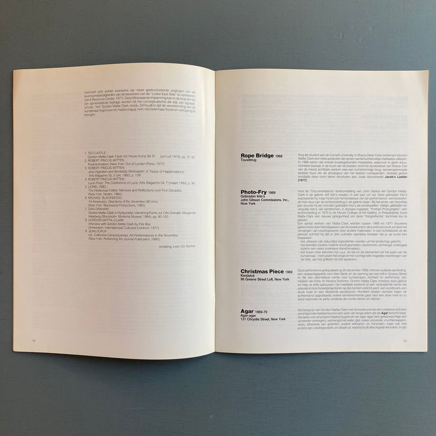 Gordon Matta-Clark - Een Retrospectief Overzicht 1968-1978 - MUseum van Hedendaagse Kunst Antwerpen 1987