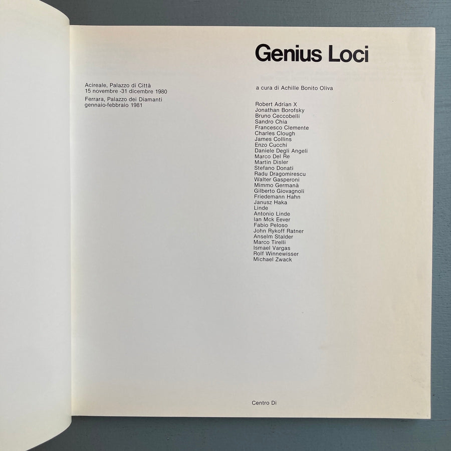 Achille Bonito Oliva - Genius Loci - Centro Di 1980 - Saint-Martin Bookshop
