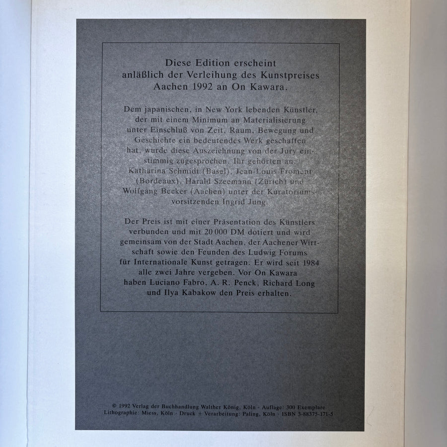 On Kawara - I Went, I Met, I Read, Journal, 1969 - König 1992 - Saint-Martin Bookshop