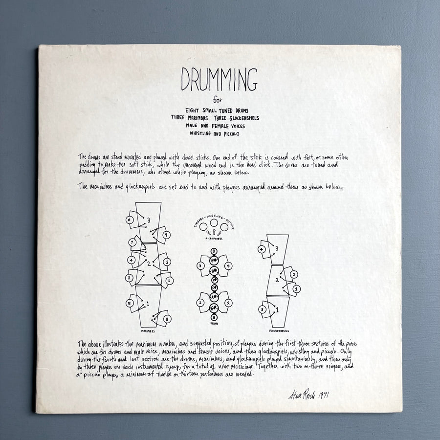 Steve Reich - Drumming - John Gibson + Multiples US 1971 - Saint-Martin Bookshop
