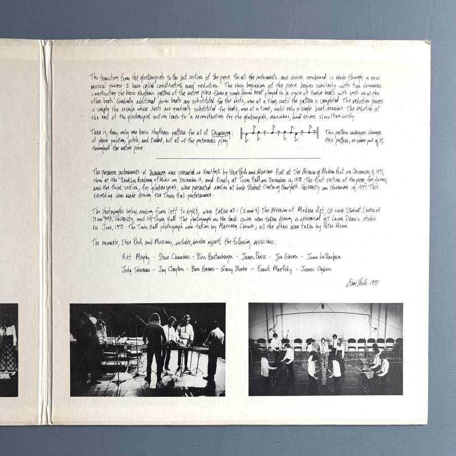 Steve Reich - Drumming - John Gibson + Multiples US 1971 - Saint-Martin Bookshop