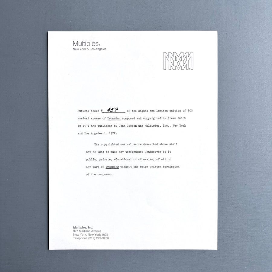 Steve Reich - Drumming - John Gibson + Multiples US 1971 - Saint-Martin Bookshop