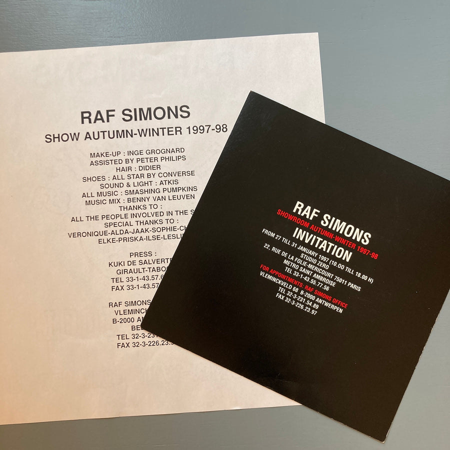 Raf Simons - Showroom Invitation - AW 1997-98 - Saint-Martin Bookshop