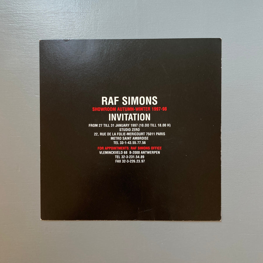 Raf Simons - Showroom Invitation - AW 1997-98 - Saint-Martin Bookshop