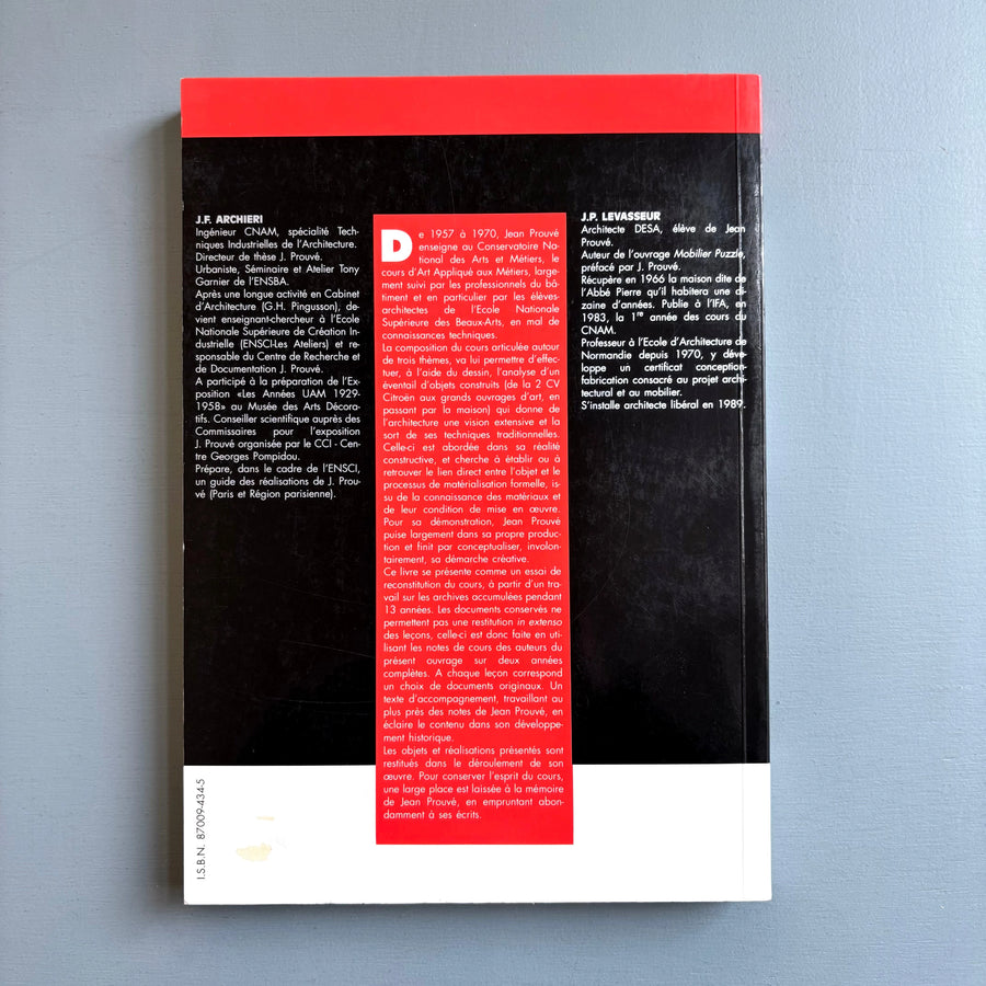 Jean Prouvé - Cours du CNAM - Pierre Mardaga Editeur 2002 - Saint-Martin Bookshop