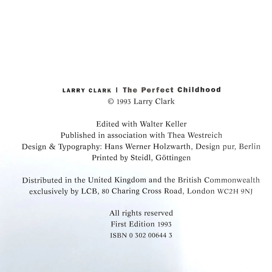 Larry Clark - The Perfect Childhood - LCB 1993 Saint-Martin Bookshop
