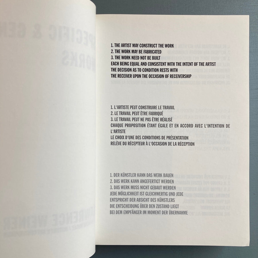 Lawrence Weiner - Specific & General Works - Le Nouveau Musée 1993 - Saint-Martin Bookshop