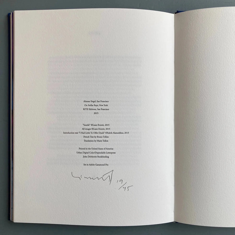 Liam Everett (signed) - Inutile - Altman Siegel 2015 - Saint-Martin Bookshop